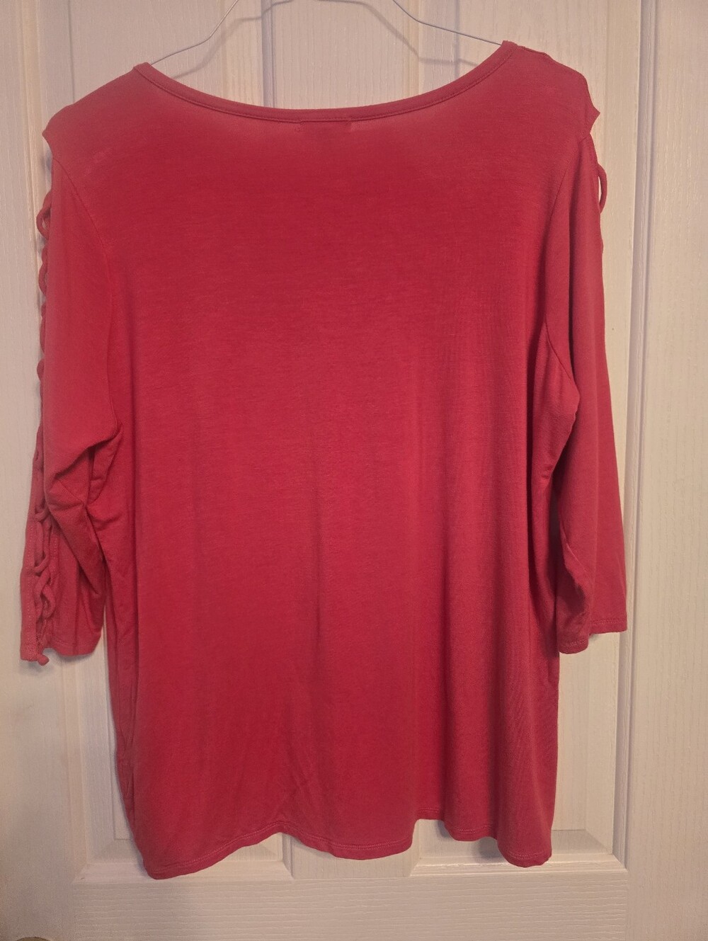 Westport Coral Red Cold-Shoulder Long Sleeve Top